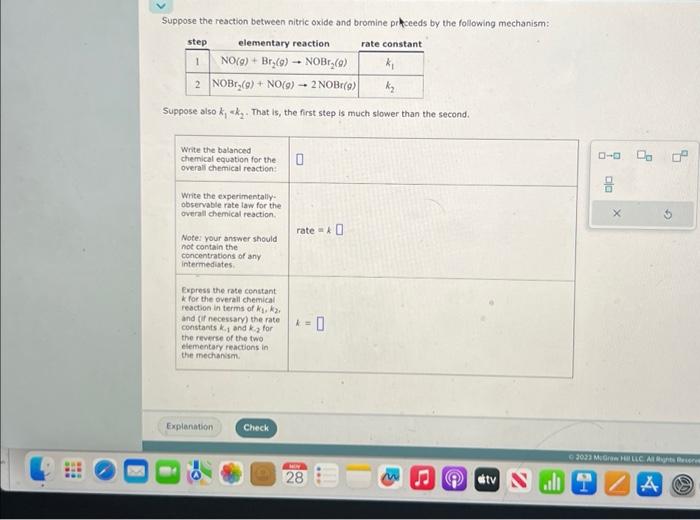 Solved Suppose the reaction between nitric oxide and bromine