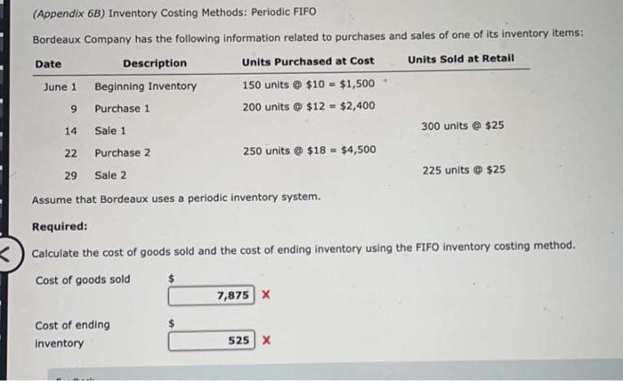 Solved (Appendix 6 B) Inventory Costing Methods: Periodic | Chegg.com