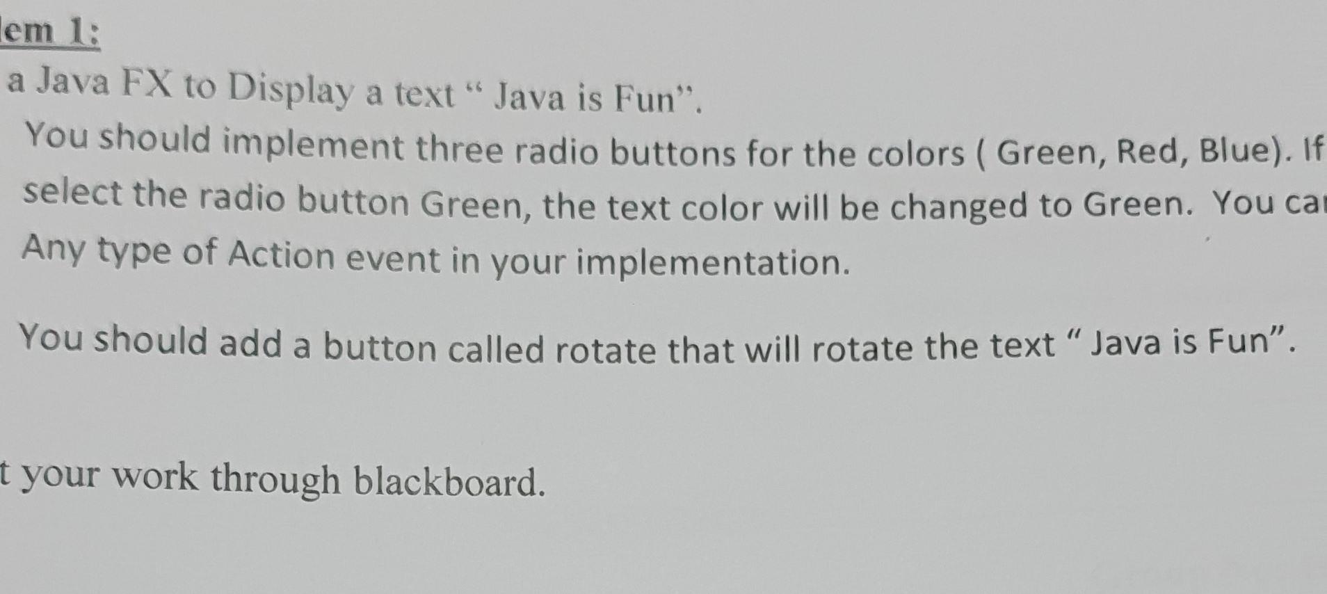 Solved lem 1: a Java FX to Display a text 