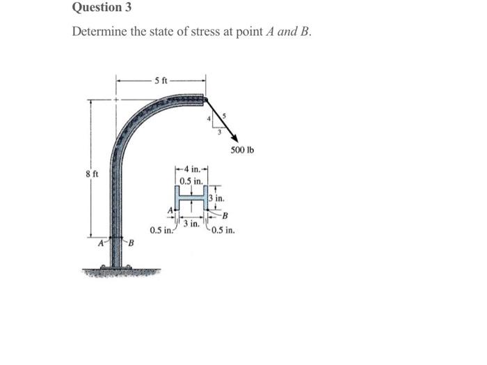 Solved Question 3 Determine the state of stress at point A | Chegg.com