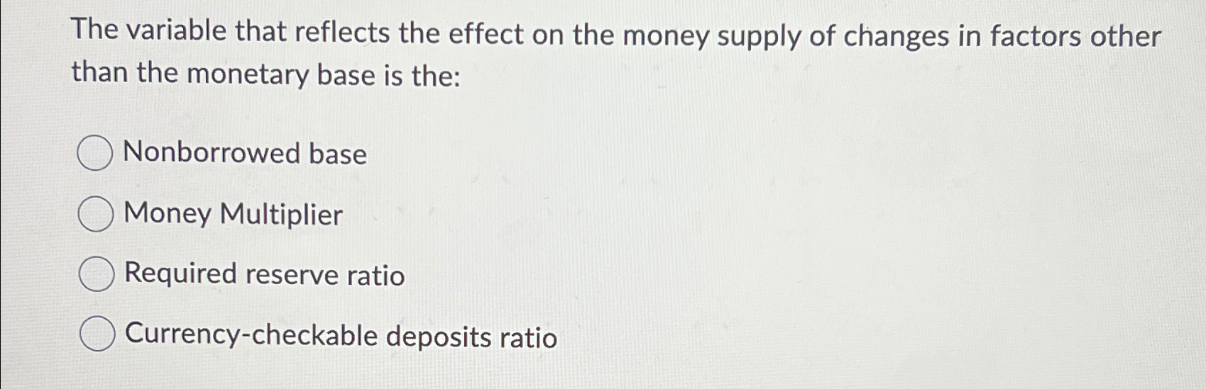 Solved The variable that reflects the effect on the money | Chegg.com