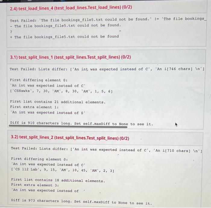 Solved The pictures below shows my code, ALL the failed | Chegg.com