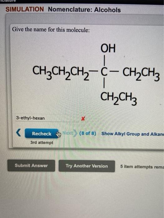 Solved SIMULATION Nomenclature: Alcohols Give The Name For | Chegg.com