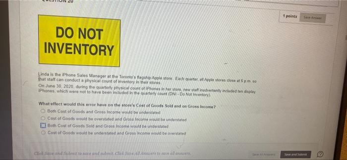 Solved 1 points DO NOT INVENTORY Linda is the iPhone Sales Chegg