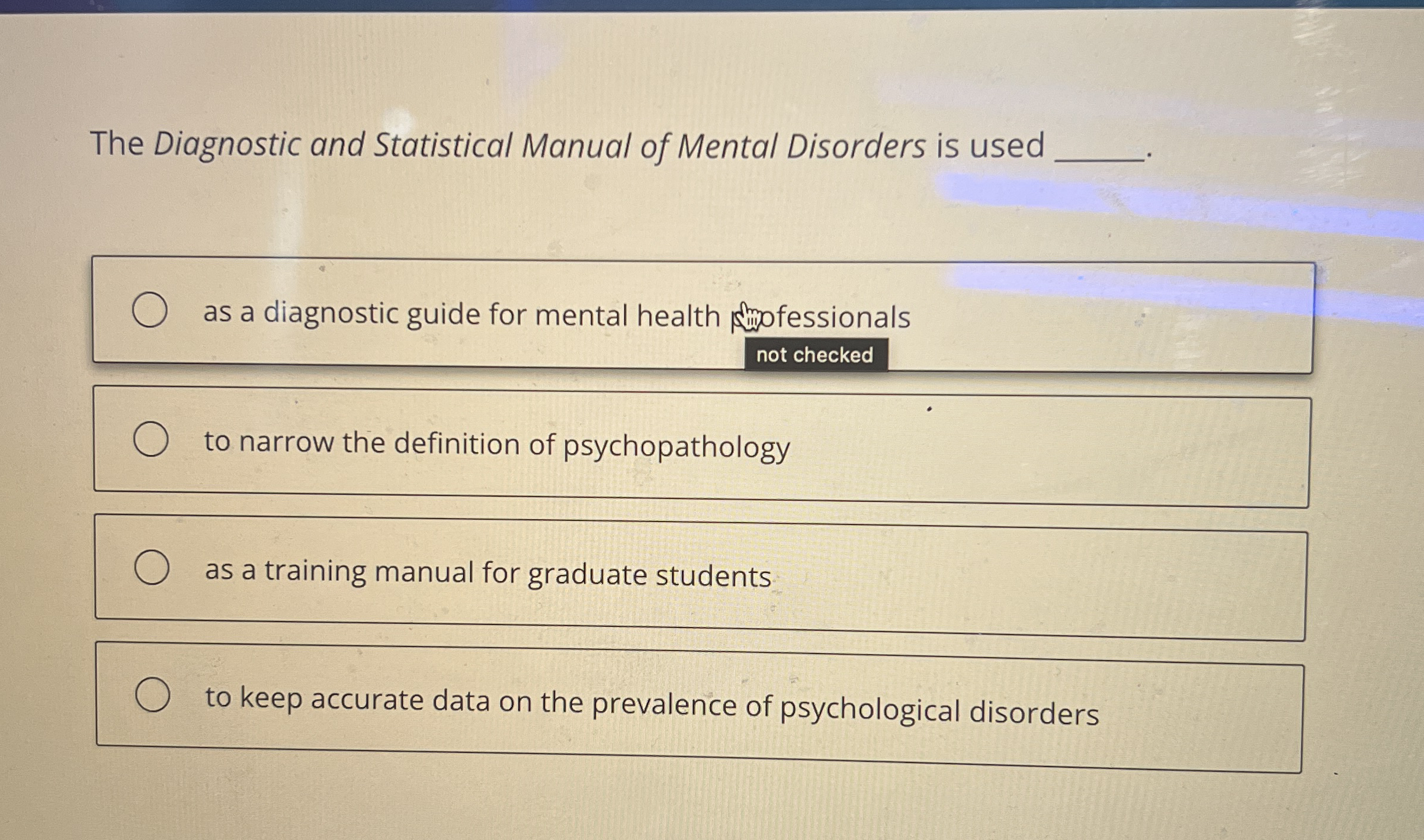 Solved The Diagnostic and Statistical Manual of Mental