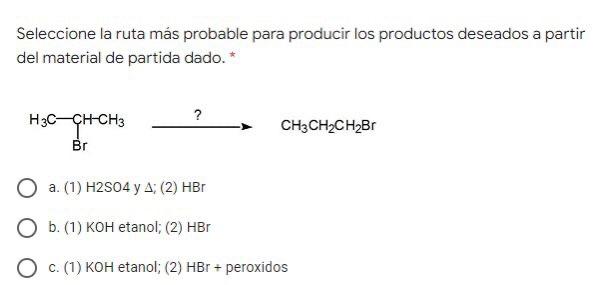 Seleccione la ruta más probable para producir los productos deseados a partir del material de partida dado. * Нse * H3CGH CH3