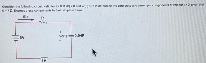 Solved Consider the following circuit, valid for t>O. IF (0) | Chegg.com