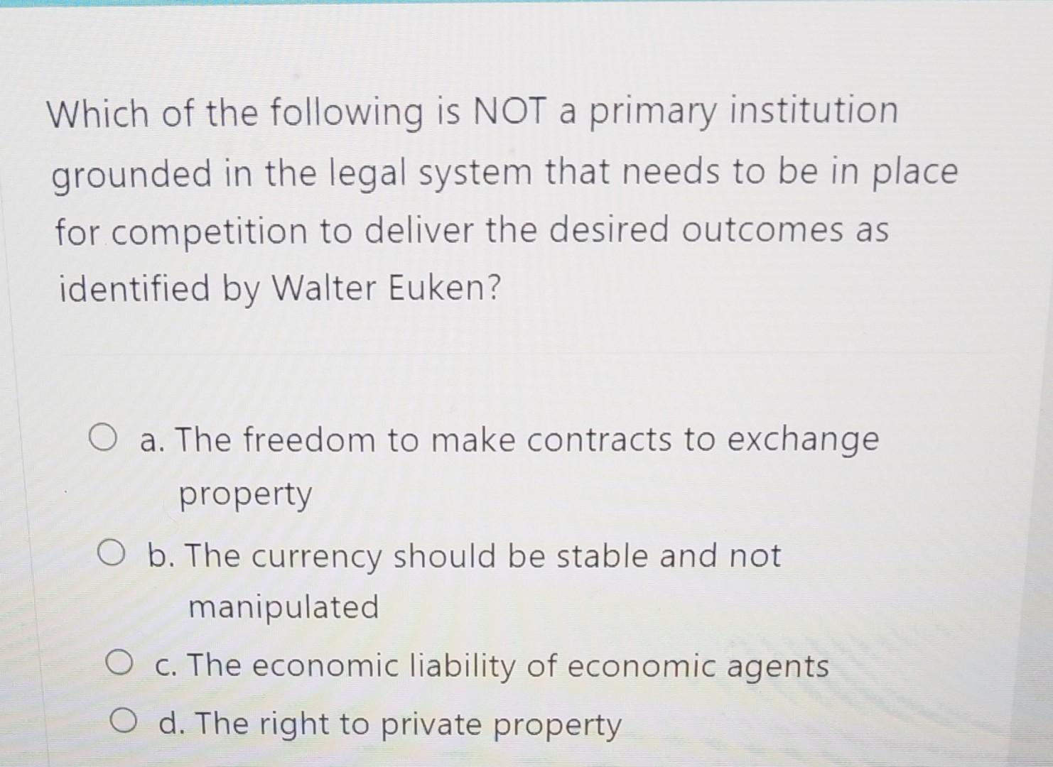 Solved Which of the following is NOT a primary institution | Chegg.com