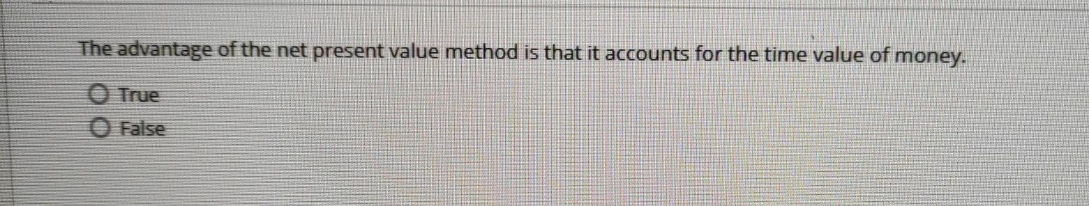 Solved The advantage of the net present value method is that | Chegg.com