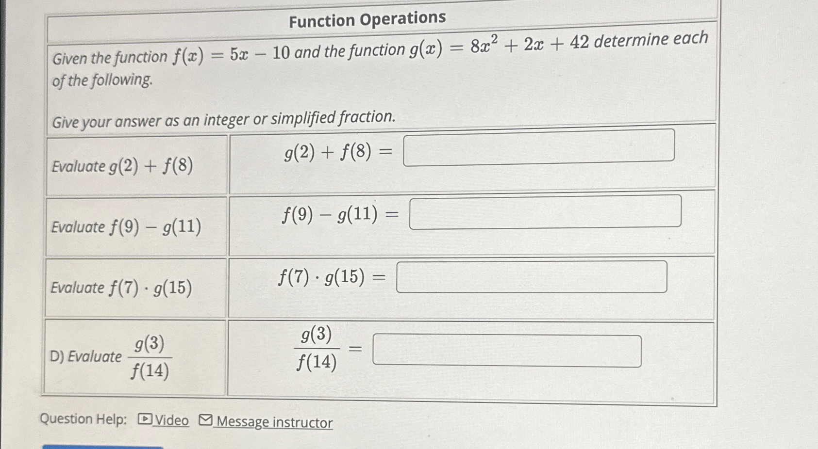 Solved Function Operationsgiven The Function F X 5x 10 ﻿and