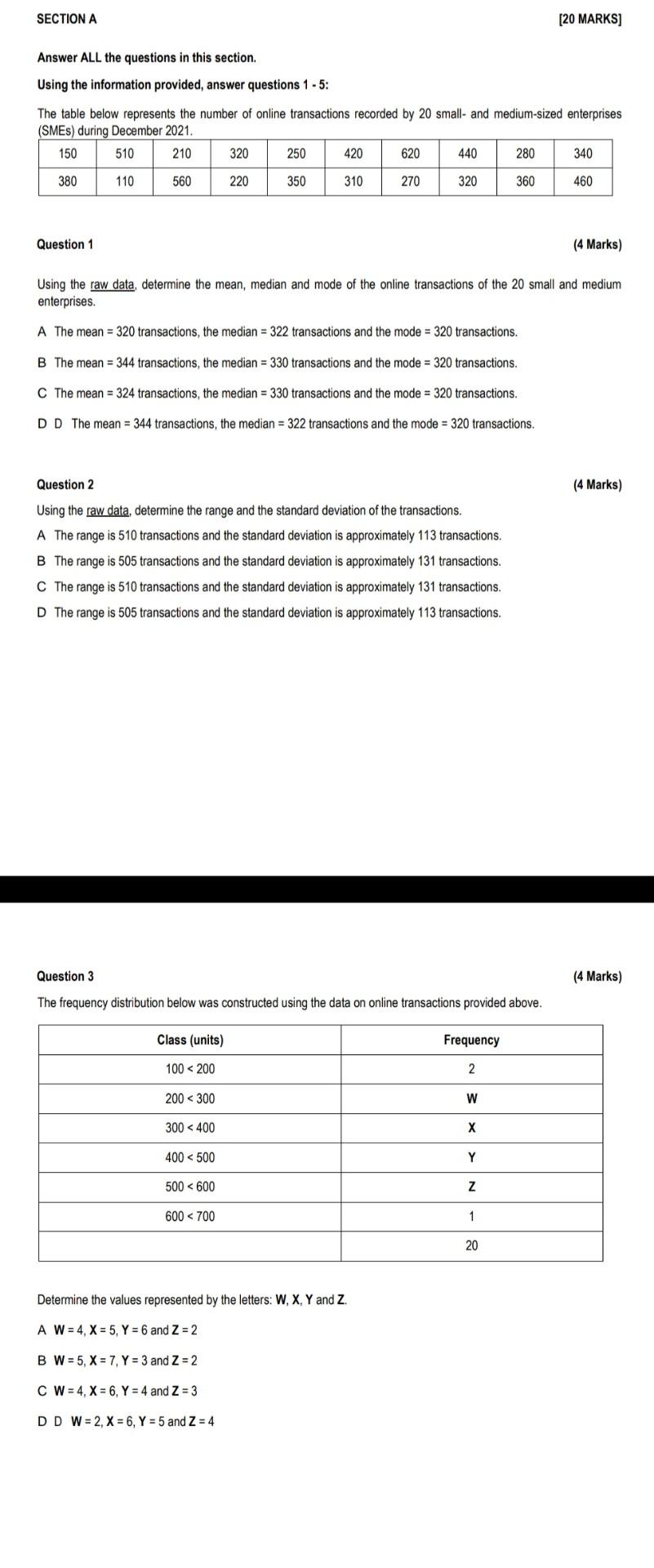 Solved SECTION A [20 MARKS] Answer ALL The Questions In This | Chegg.com