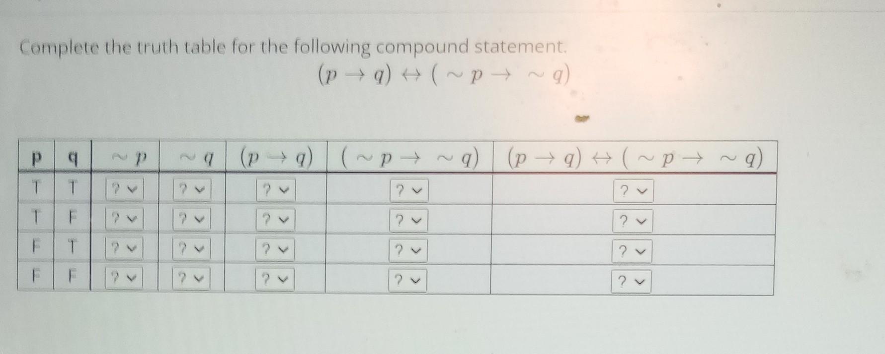 Solved Complete The Truth Table For The Following Compound