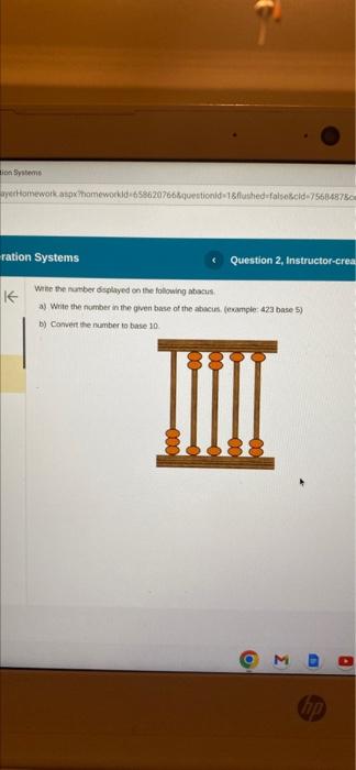 Solved Write The Number Displayed On The Following Abacus Chegg