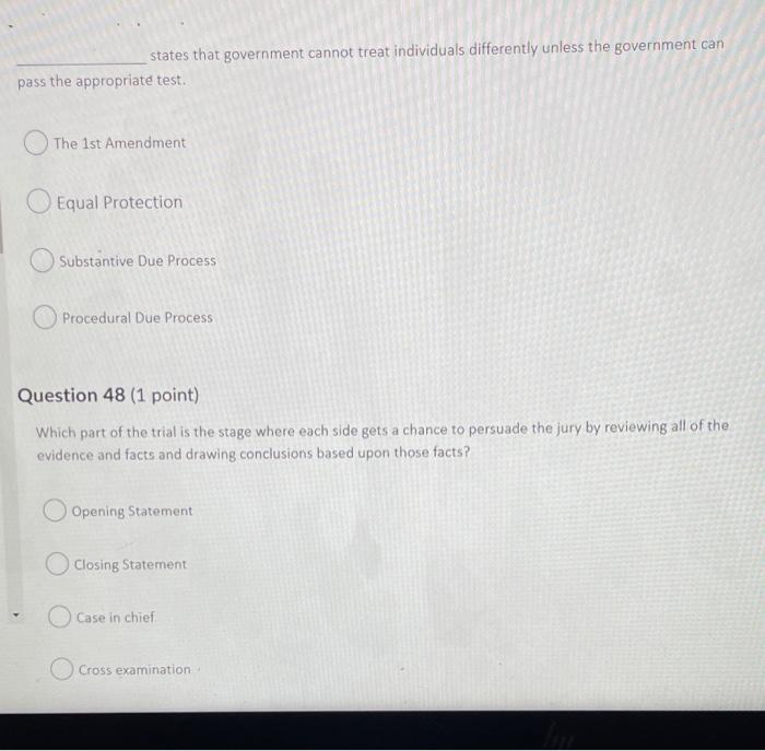 Solved states that government cannot treat individuals | Chegg.com