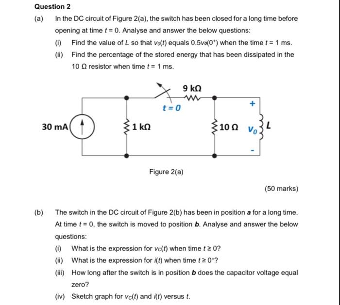 Solved Question 2 (a) In the DC circuit of Figure 2(a), the | Chegg.com