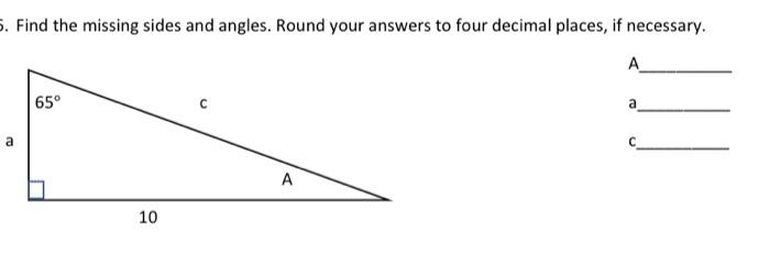 Solved s. Find the missing sides and angles. Round your | Chegg.com