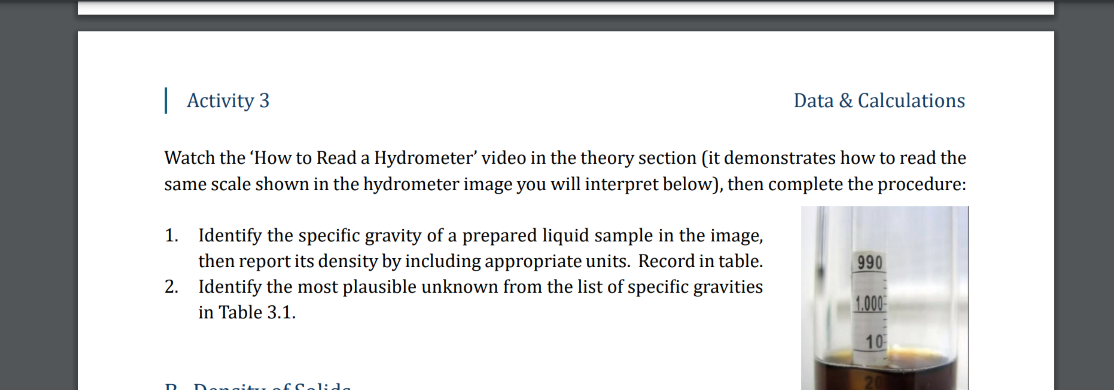 Watch the 'How to Read a Hydrometer' video in the | Chegg.com How to read a hydrometer