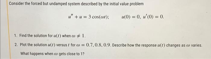 Solved Consider the forced but undamped system described by | Chegg.com