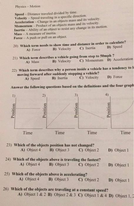 Solved Physics - Motion Speed - Distance traveled divided by | Chegg.com