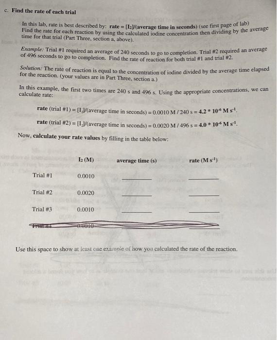Solved Can you find the rate of trials #1, #2, and #3, | Chegg.com