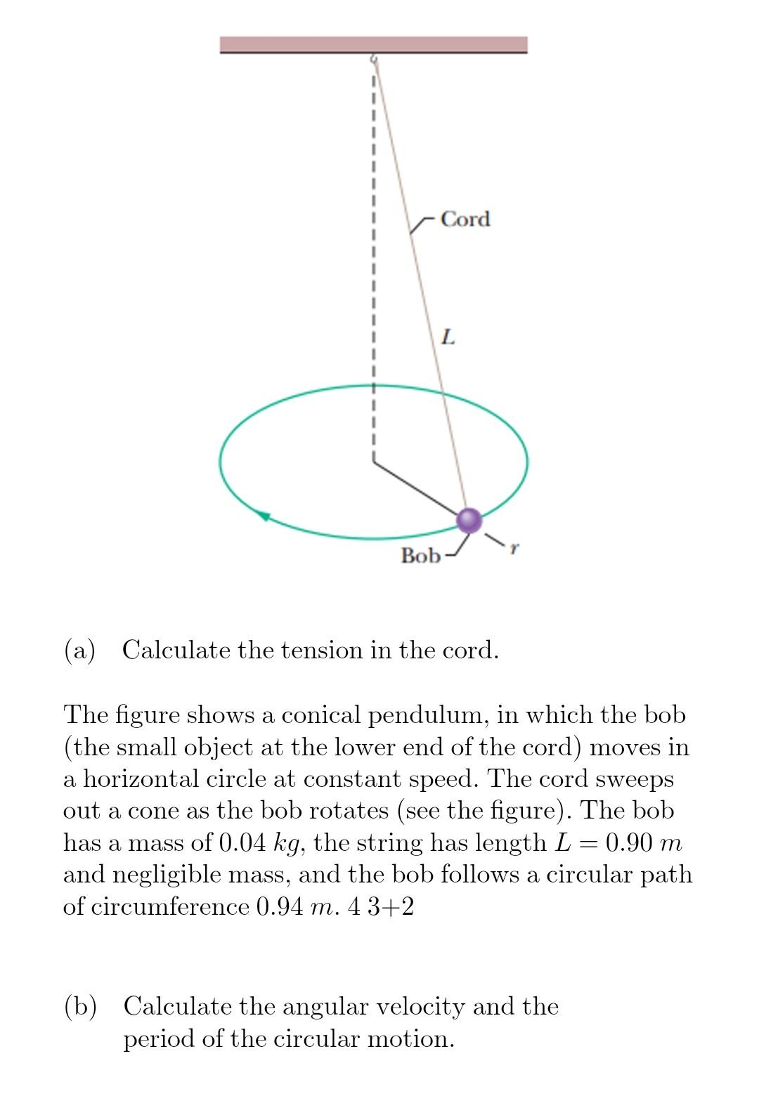 Solved The Figure Shows A Conical Pendulum In Which The Bob Chegg Com