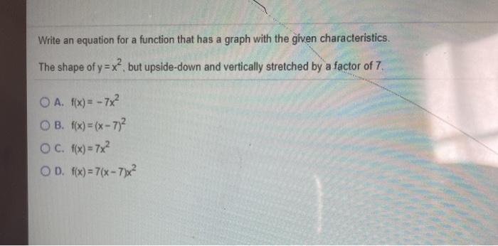 Solved Write an equation for a function that has a graph | Chegg.com