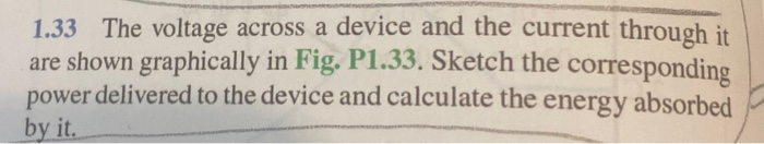 Solved 1.33 The voltage across a device and the current | Chegg.com