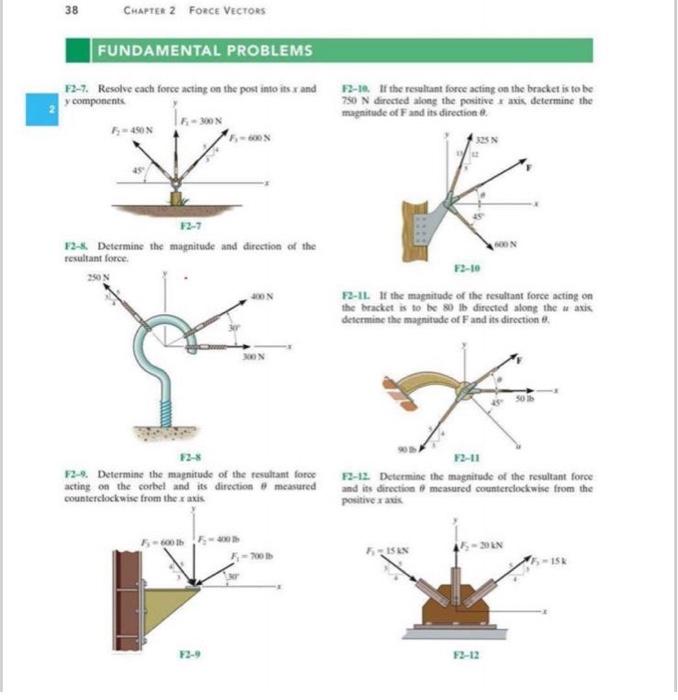 Solved 38 CHAPTER 2 FORCE VECTORS FUNDAMENTAL PROBLEMS F2-7. | Chegg.com