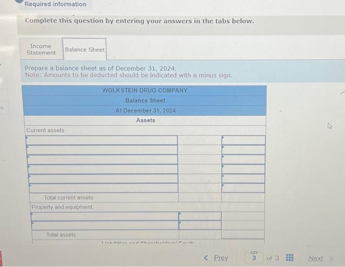 Solved 2 Prepare An Income Statement For 2024 And A Balance Chegg Com   Image