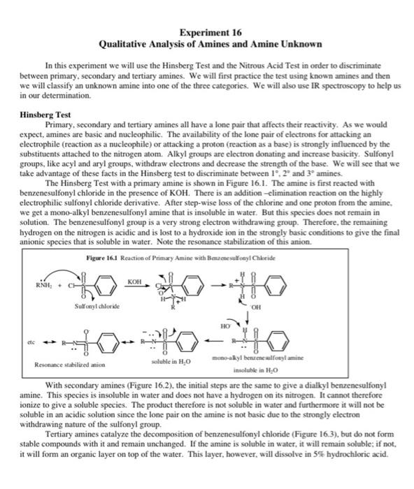 Solved This question refers to the tests on the Hinsberg