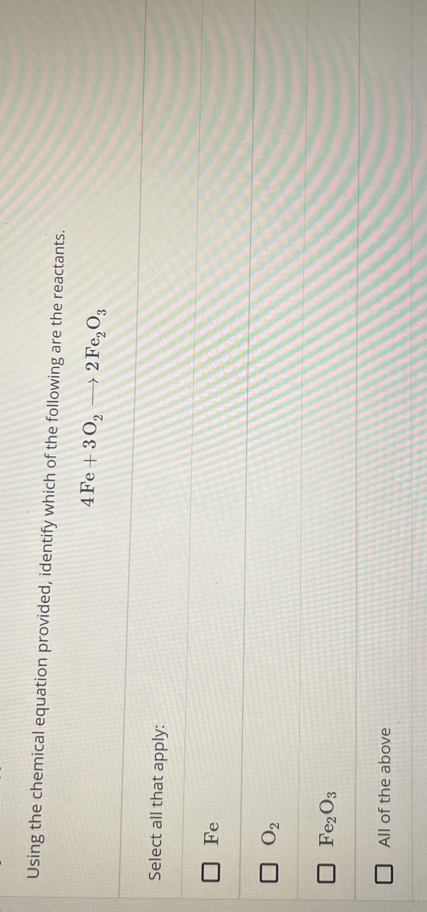 Solved Using the chemical equation provided, identify which | Chegg.com