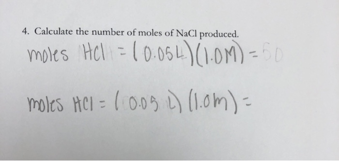 4. Calculate The Number Of Moles Of Nacl Produced. 