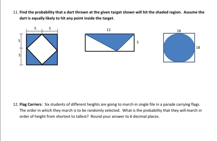 Solved 11. Find The Probability That A Dart Thrown At The | Chegg.com