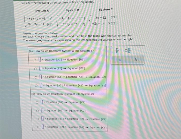 Solved Consider the following three systems of linear | Chegg.com