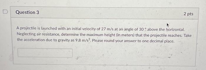 Solved A projectile is launched with an initial velocity of | Chegg.com