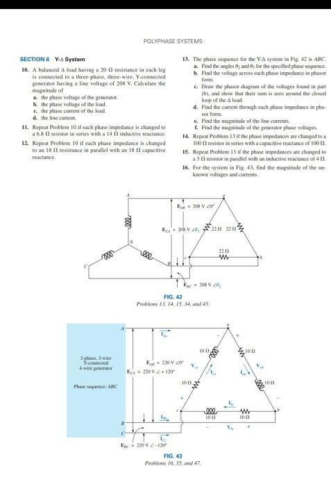 POLYPHASE SYSTEMS PROBLEMS SECTION 5 Y-Connected | Chegg.com
