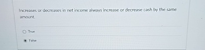 Solved Increases or decreases in net income always increase | Chegg.com