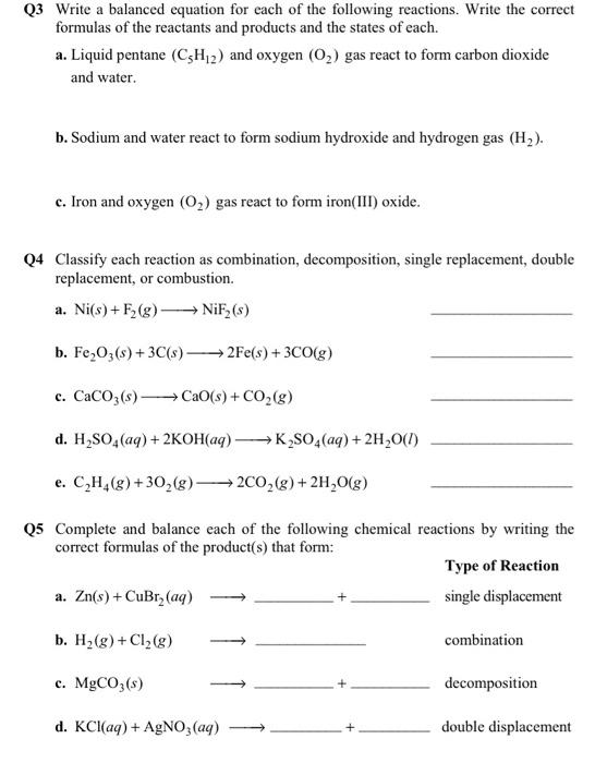 Solved Q2 Balance The Following Equations: A. Mg(s) + 