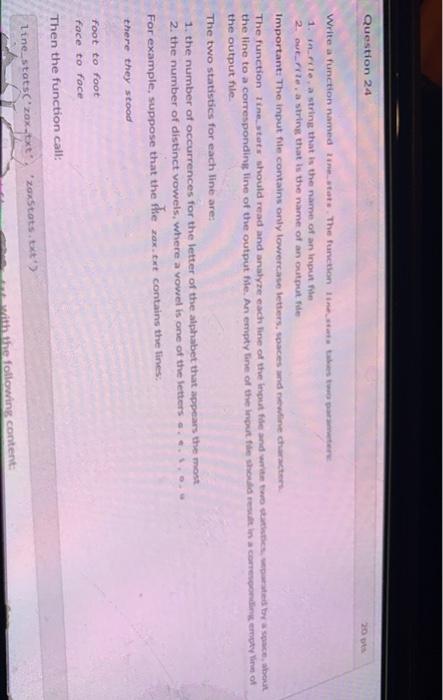 Solved Write a function named Tine stats the function is two | Chegg.com