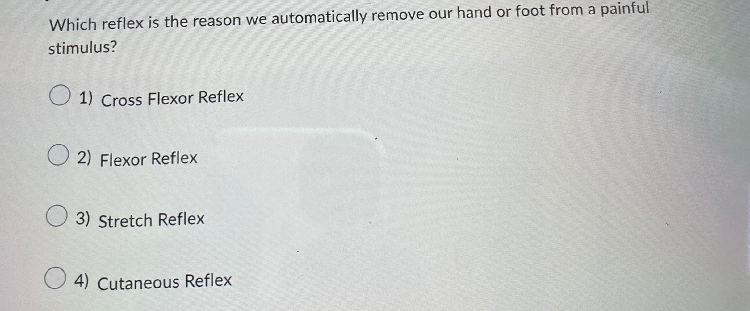 Solved Which reflex is the reason we automatically remove | Chegg.com