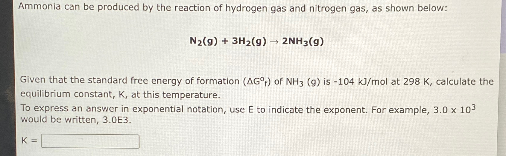 Solved Ammonia can be produced by the reaction of hydrogen | Chegg.com