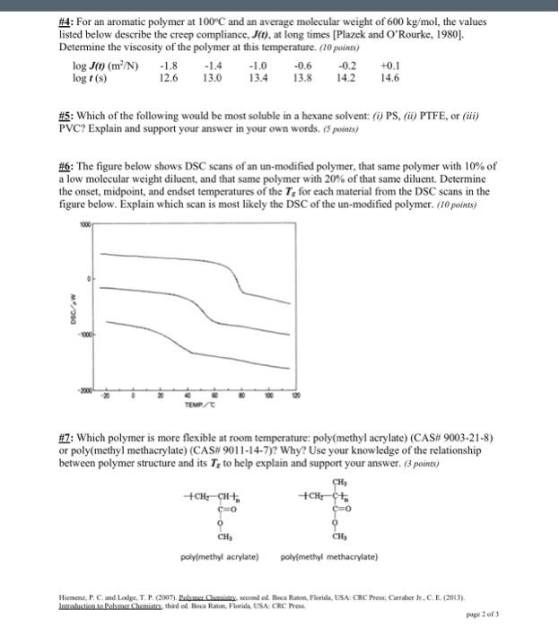 Solved Polymer Chemistry. please answer all questions if not | Chegg.com