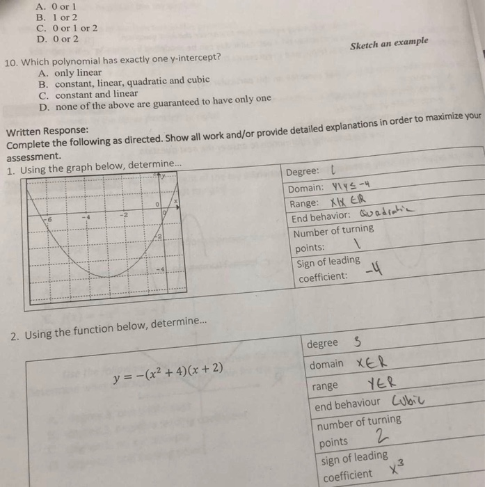 Degree And Leading Coefficient Worksheet