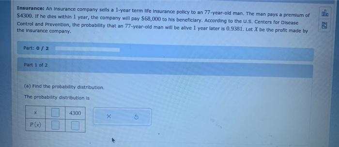 Solved dl Insurance: An Insurance company sells a 1-year | Chegg.com