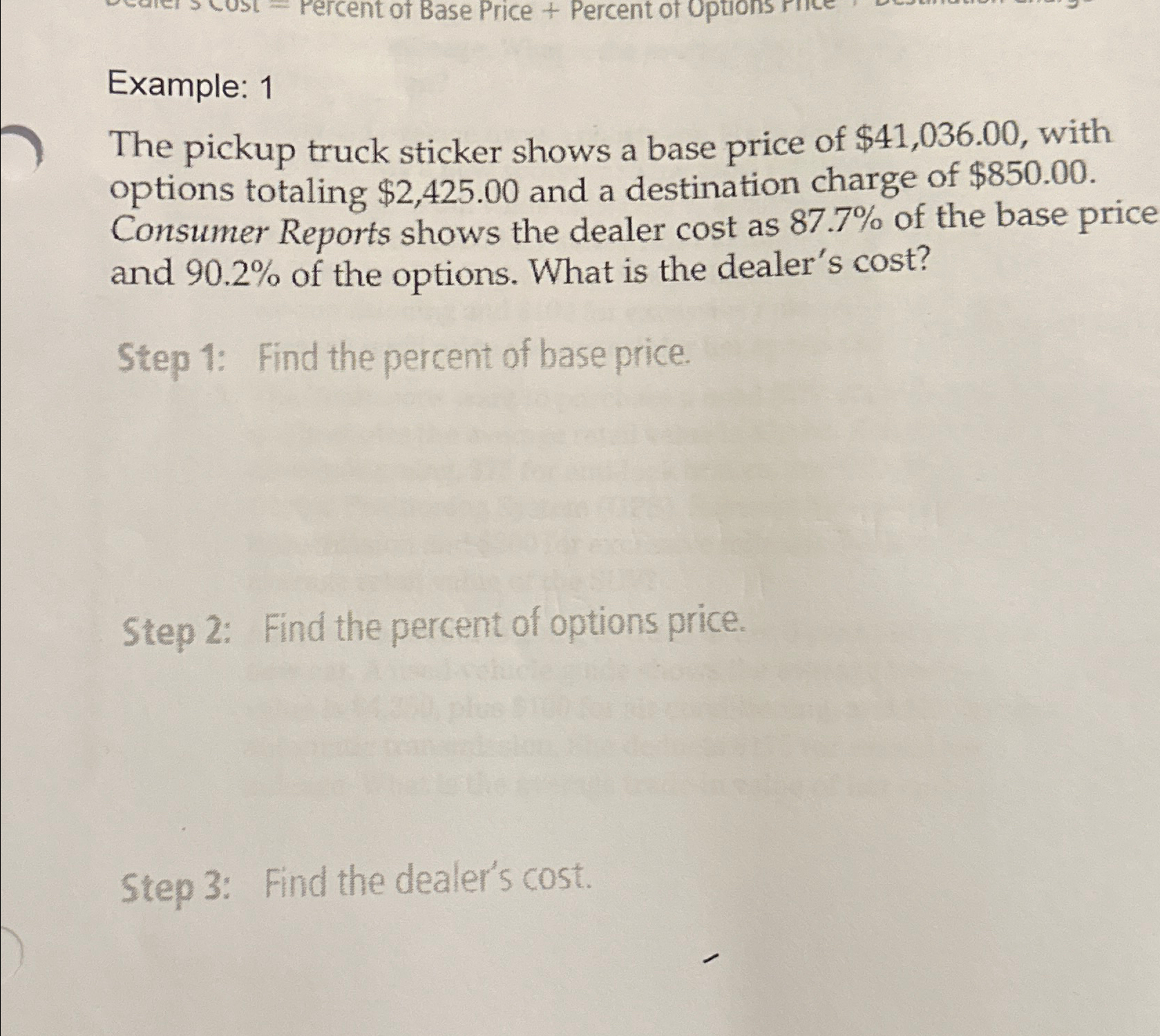 Solved Example 1The pickup truck sticker shows a base price