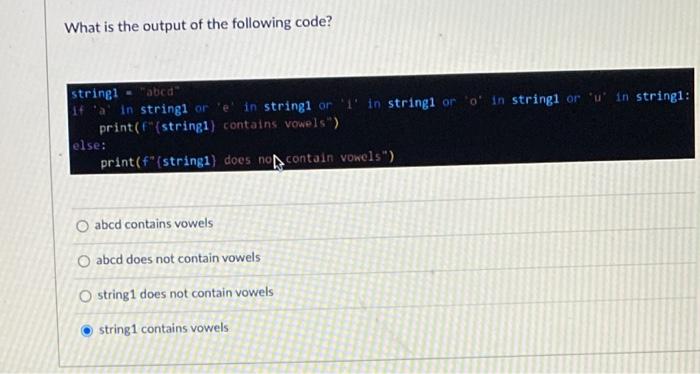 Solved What is the output of the following code? stringi - | Chegg.com