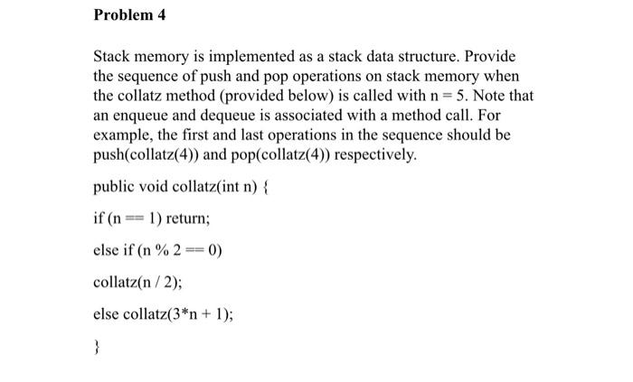 Solved Problem 4 Stack memory is implemented as a stack data | Chegg.com