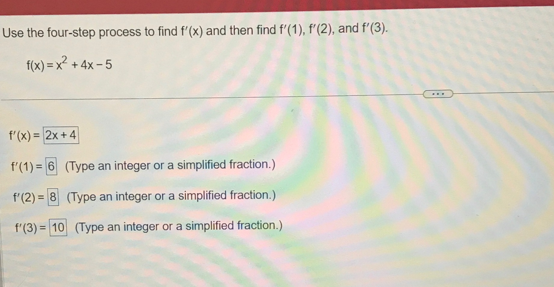 Solved Use the four-step process to find f'(x) ﻿and then | Chegg.com
