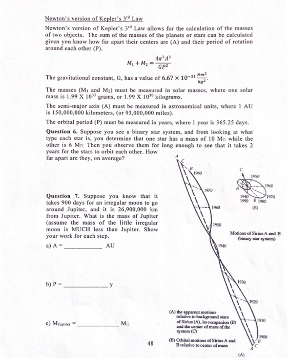 Solved N? Newton's version of Kepler's 3rd Law Newton's | Chegg.com