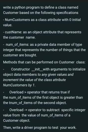 Solved write a python program to define a class named | Chegg.com